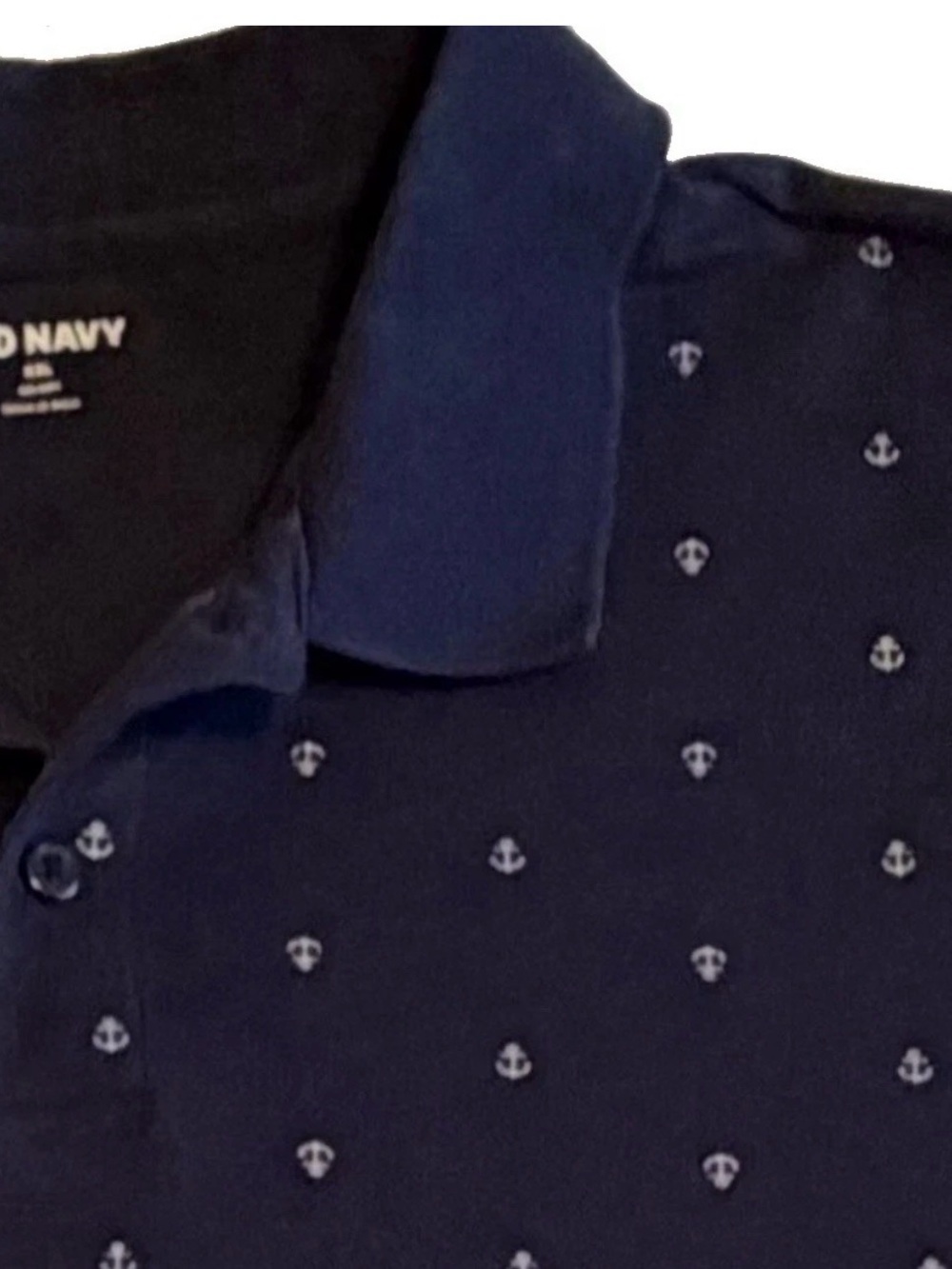 Old Navy Polo Shirt Mens 2XL XXL In The Navy Anchor Go-Dry Pique Knit Nautical